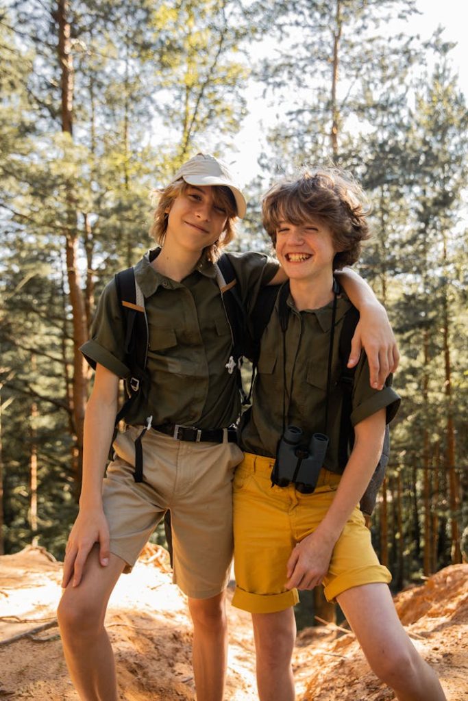 Teenagers on an Adventure in a Forest